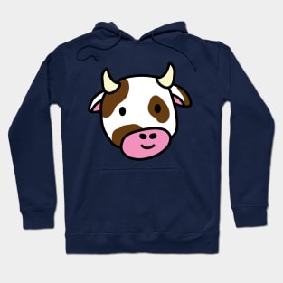 Cute cartoon dairy cow doodle brown spots Hoodie